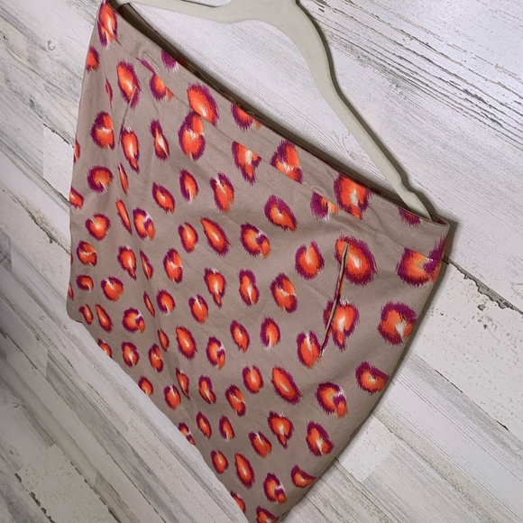 Halogen Tan Orange Magenta Animal Print Skirt - 12 - Picture 3 of 6